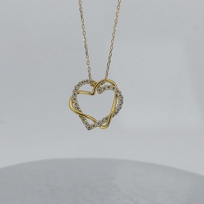 Double Heart shape diamond Necklace Forever For Love