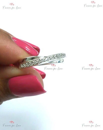 Twist diamond wedding band, 2mm Diamond eternity band, Twist diamond ring Forever For Love