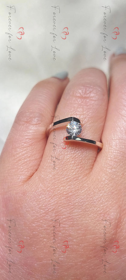 Natural earth mined GIA Diamond solitaire in Platinum, Anniversary bridal wedding ring. Forever For Love