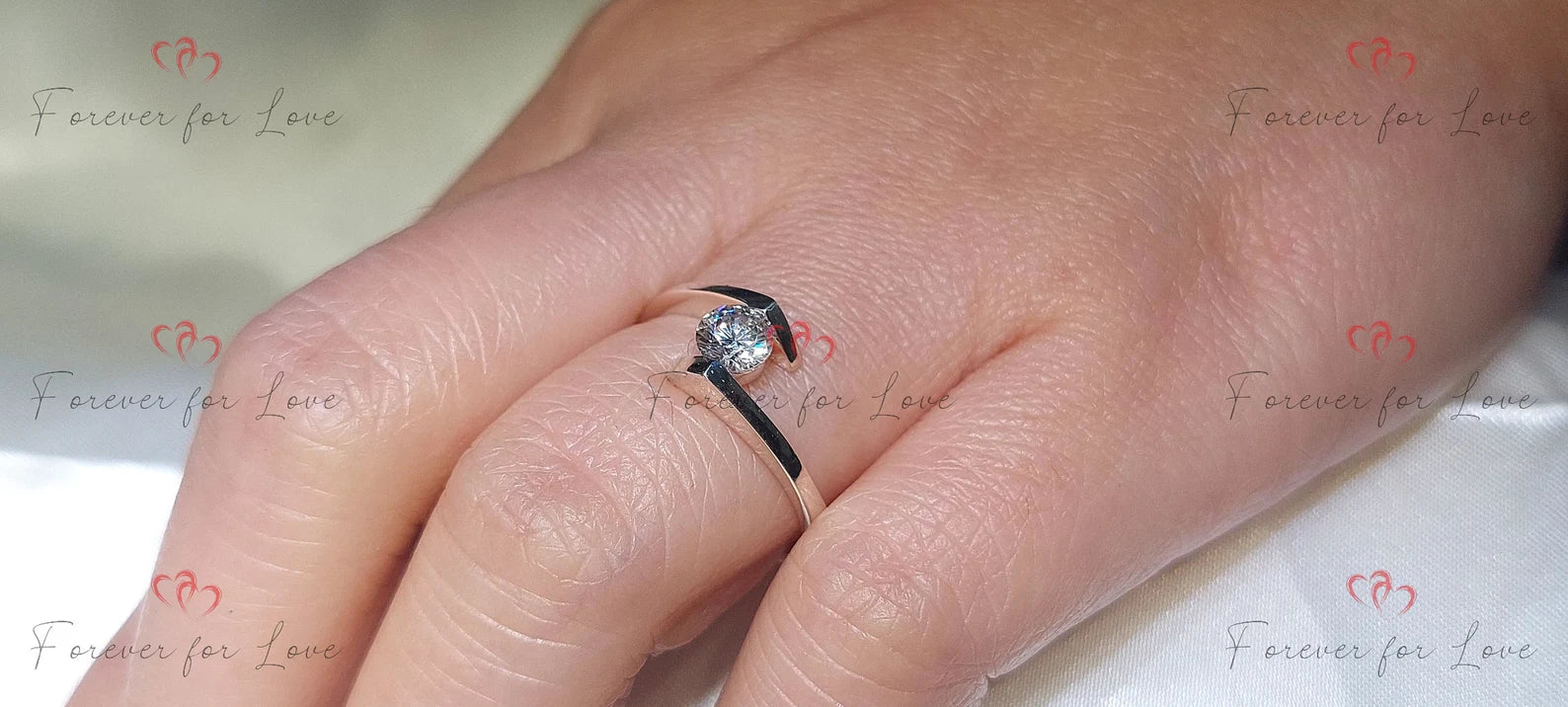 Natural earth mined GIA Diamond solitaire in Platinum, Anniversary bridal wedding ring. Forever For Love