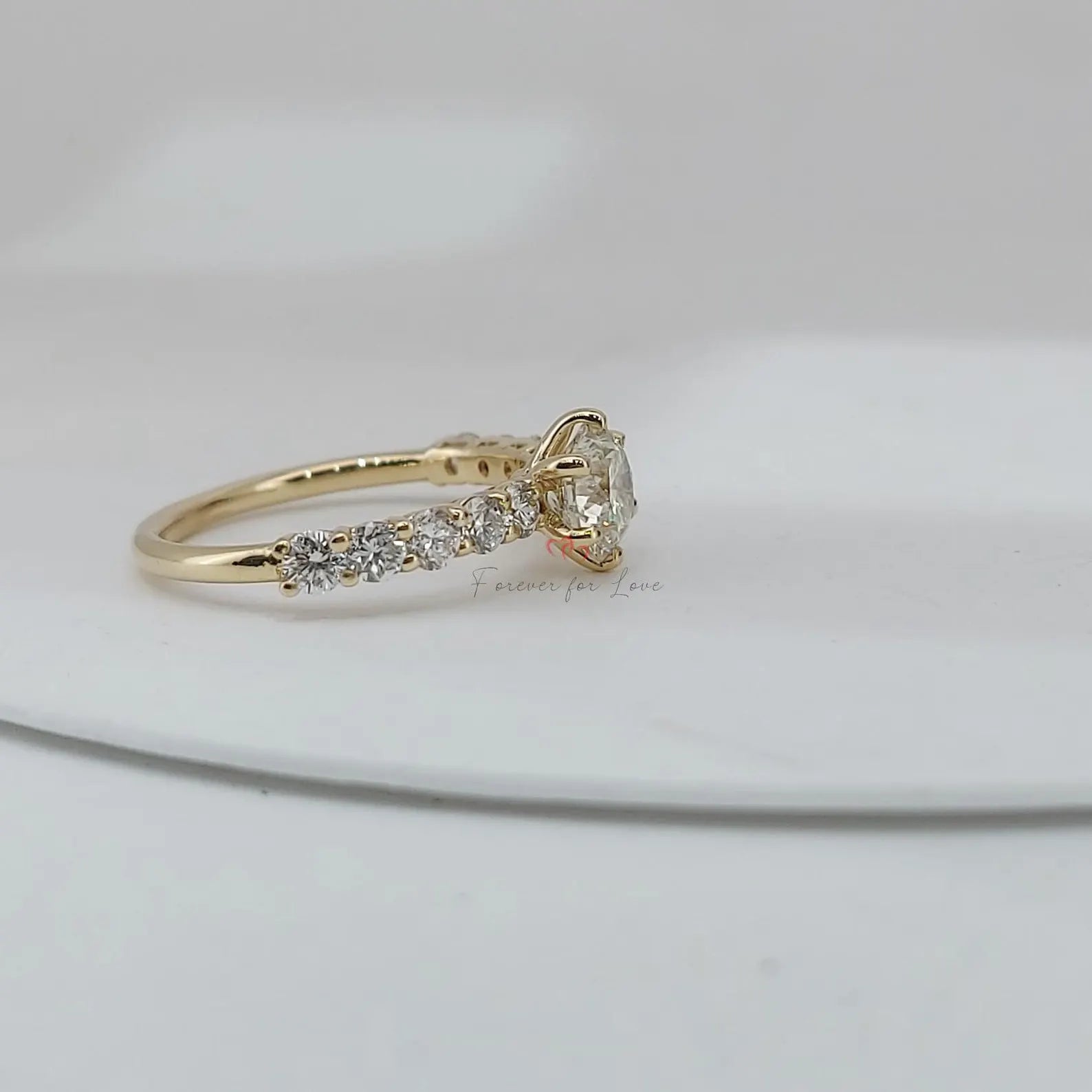 0.93 Carat Certified Natural Diamond Engagement ring, Solid Gold Bridal Ring Forever For Love