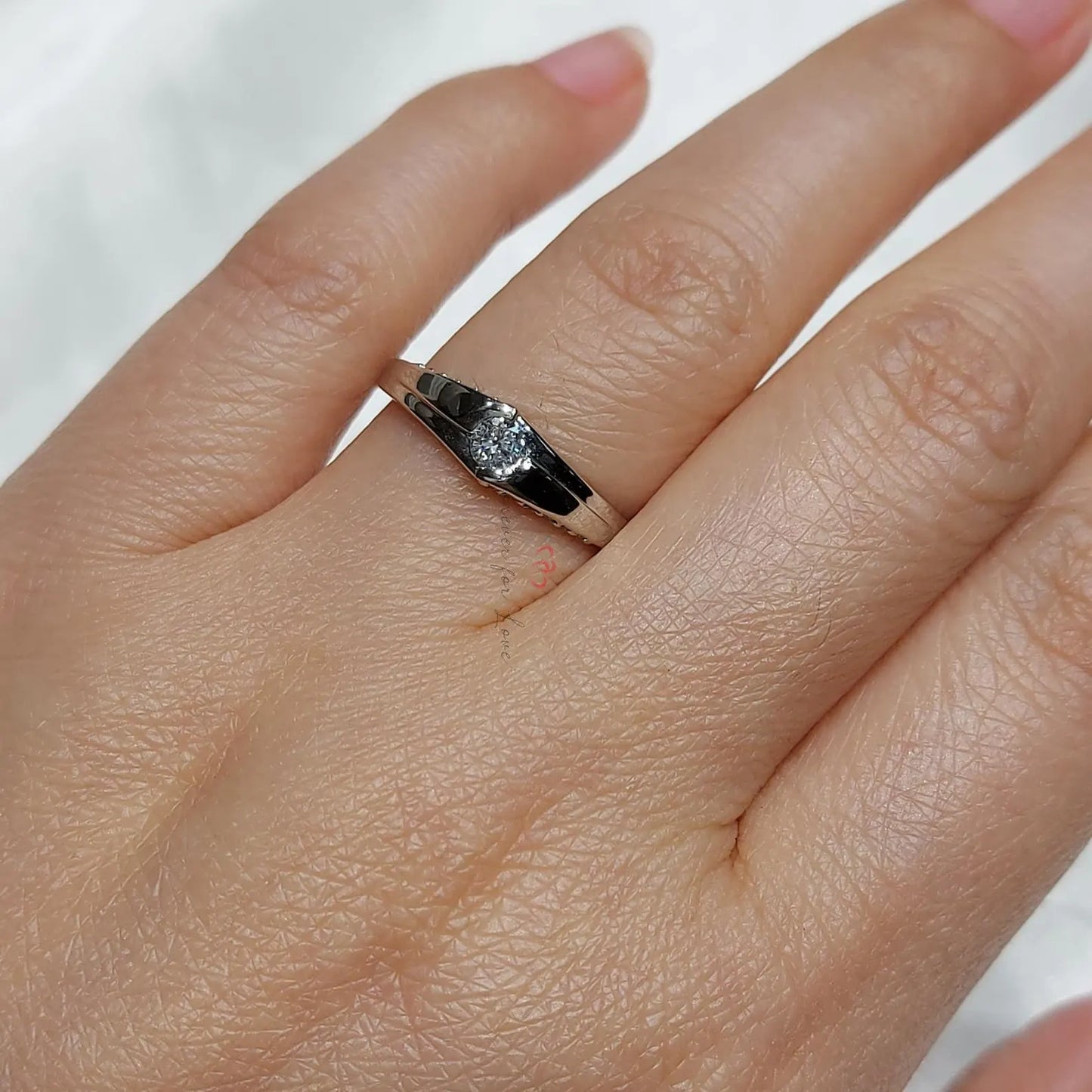 Solid Gold 3.5mm Natural Diamond Engagement Band, Minimalist Wedding Band for Men Forever For Love