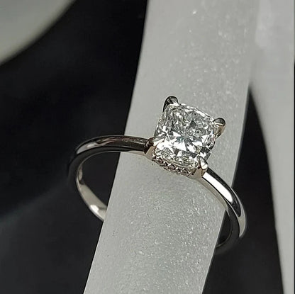 1 Carat Cushion Cut Natural Diamond Engagement Ring