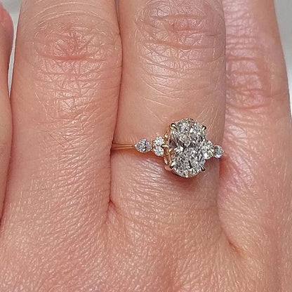 1.5 Carat Oval Lab Diamond Ring with Side Accents Forever For Love