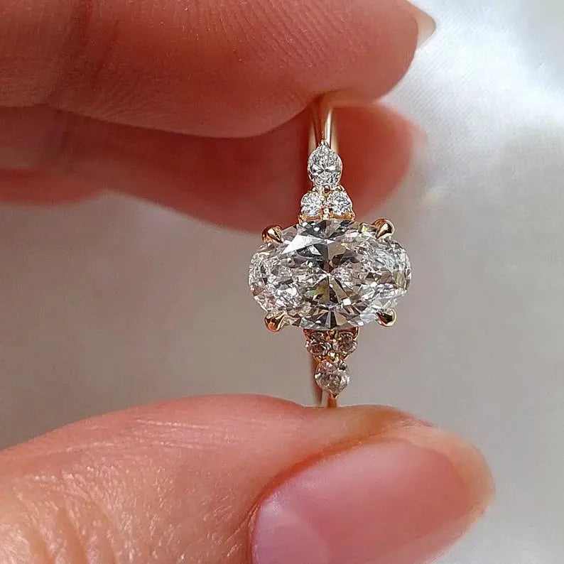 1.5 Carat Oval Lab Diamond Ring with Side Accents Forever For Love