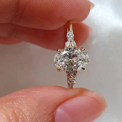 1.5 Carat Oval Lab Diamond Ring with Side Accents Forever For Love