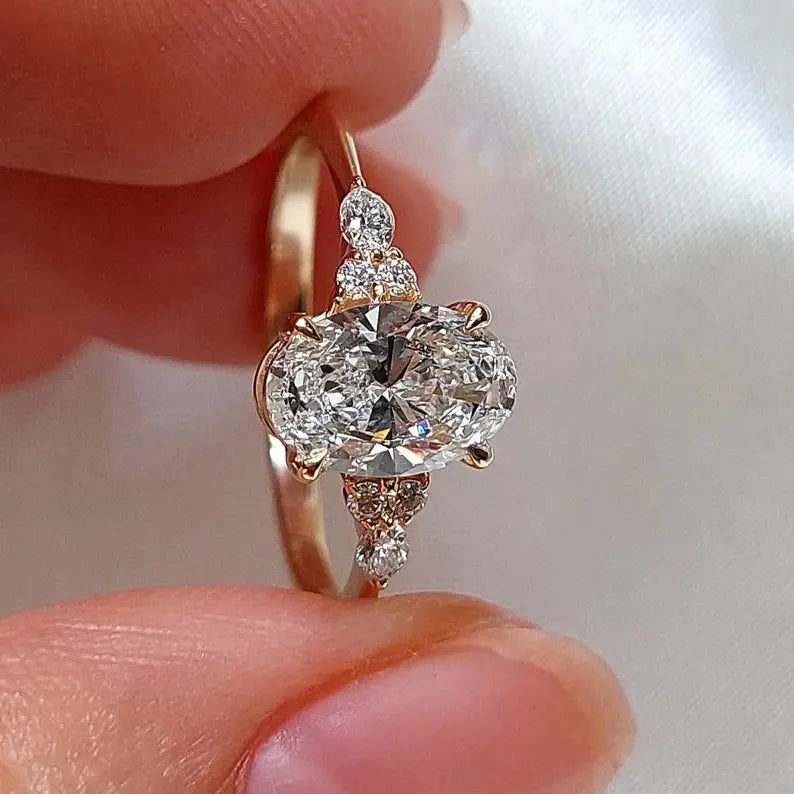 1.5 Carat Oval Lab Diamond Ring with Side Accents Forever For Love