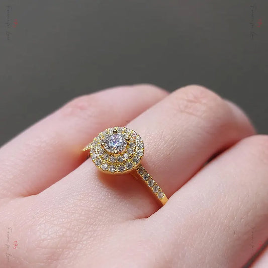 0.5 Carat Double Halo Pave Band Natural Round Diamond ring