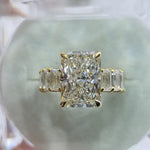 5 Carat Radiant Lab Diamond Engagement Ring, Emerald Pave Band Forever For Love