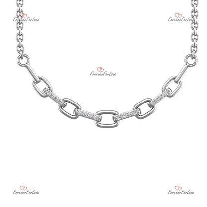 Solid Gold Paperclip Chain Necklace | Real Diamond Pave Necklace | Ice Dainty Gold Necklace Forever For Love