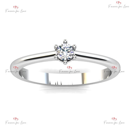 Dainty Solitaire Diamond Minimalist Engagement Ring