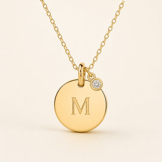 AI-generated photorealistic image of Initial Disc Pendant Necklace For Mom