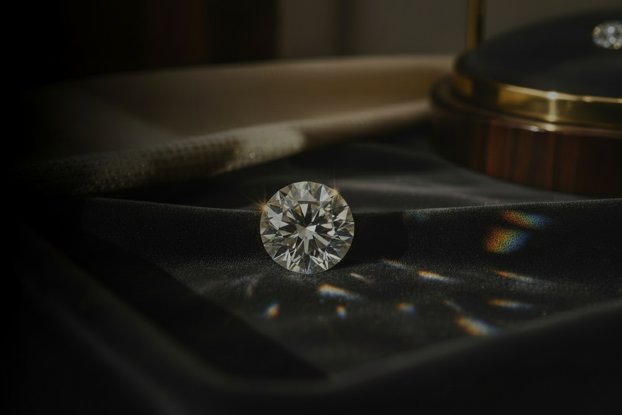 Lab-grown diamond on luxury background