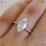 Marquise Cut Moissanite Engagement Ring Hidden Halo Solid Gold Forever For Love