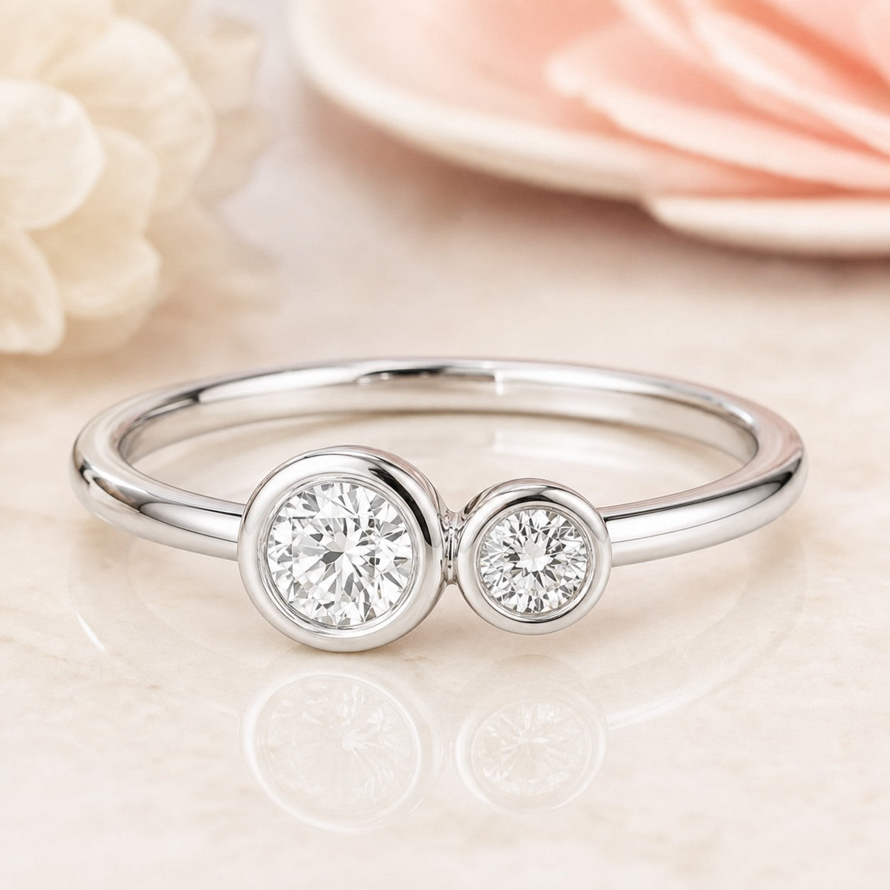 AI-generated photorealistic image of Mother Daughter Bezel Ring