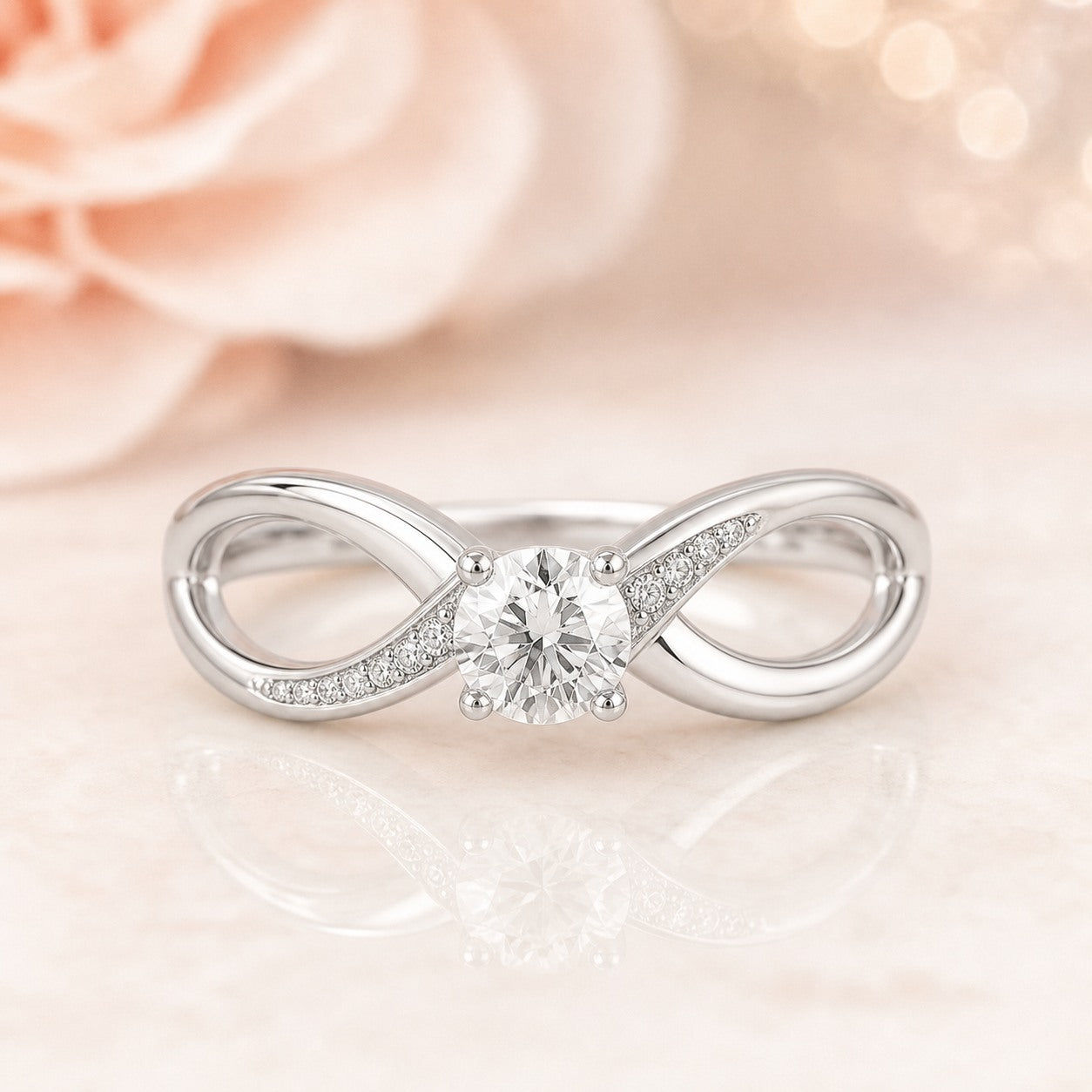 AI-generated photorealistic image of Mother's Day Infinity Ring