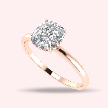 1 Carat Cushion Cut Natural Diamond Engagement Ring