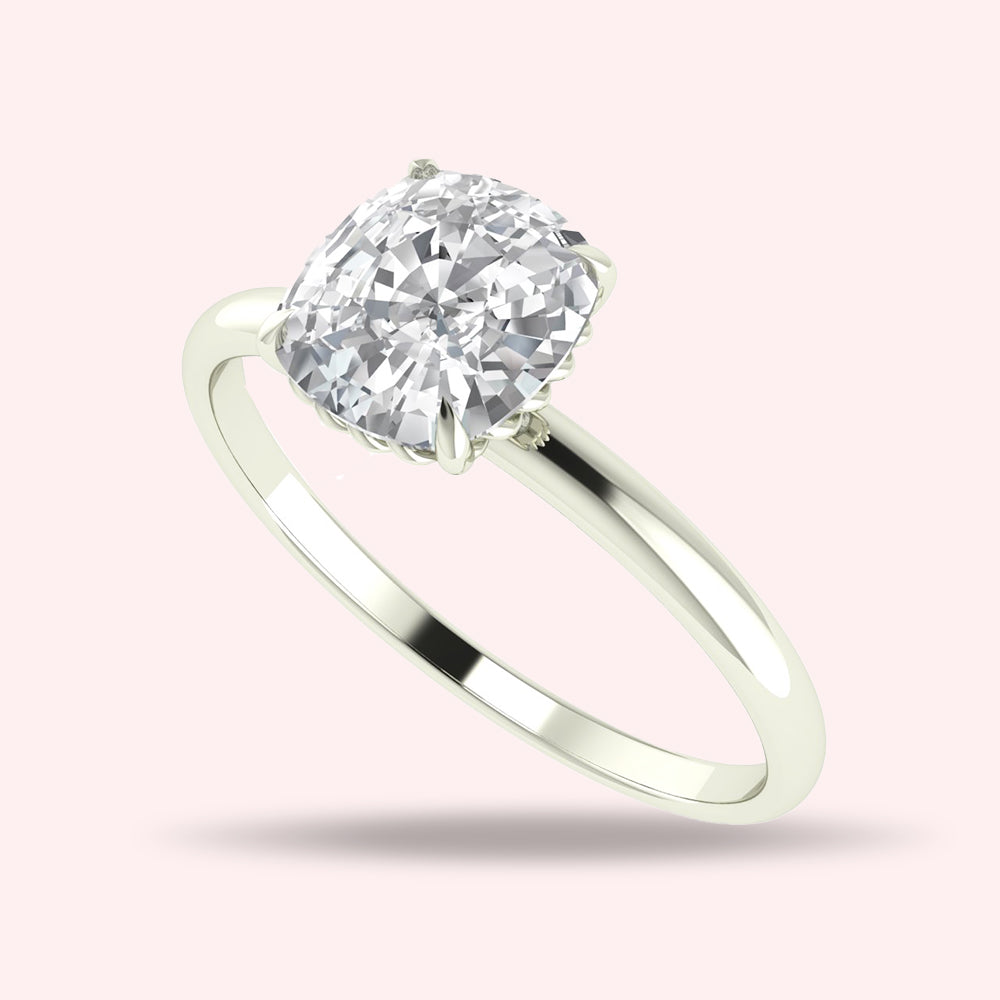 1 Carat Cushion Cut Natural Diamond Engagement Ring