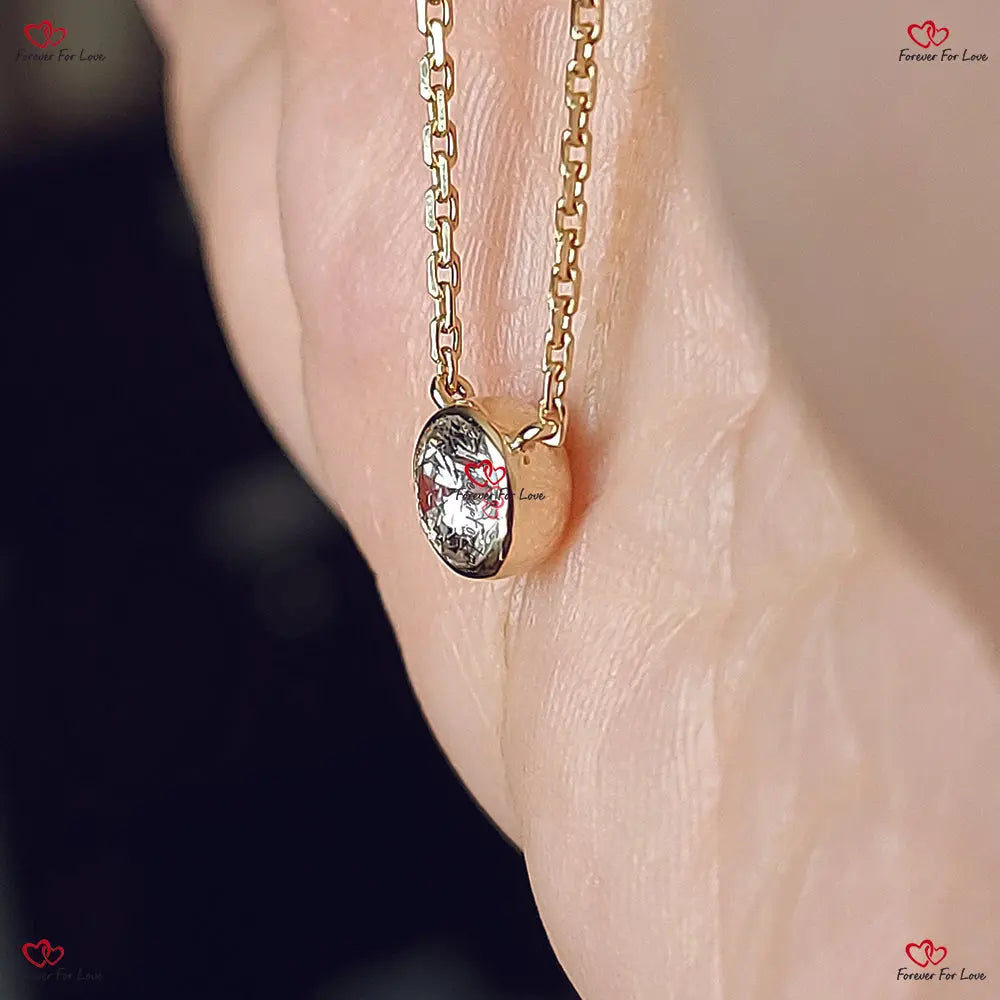 Round Diamond Necklace Dainty Minimalist Pendant Forever For Love