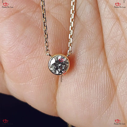 Round Diamond Necklace Dainty Minimalist Pendant Forever For Love