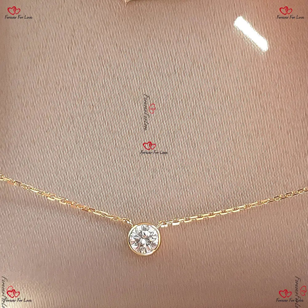 Round Diamond Necklace Dainty Minimalist Pendant Forever For Love