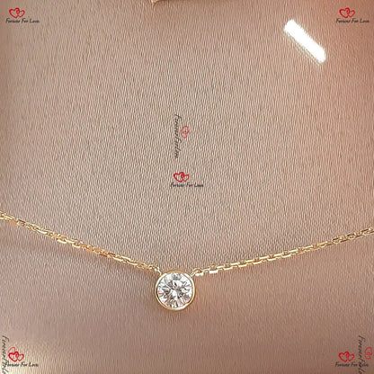 Round Diamond Necklace Dainty Minimalist Pendant Forever For Love