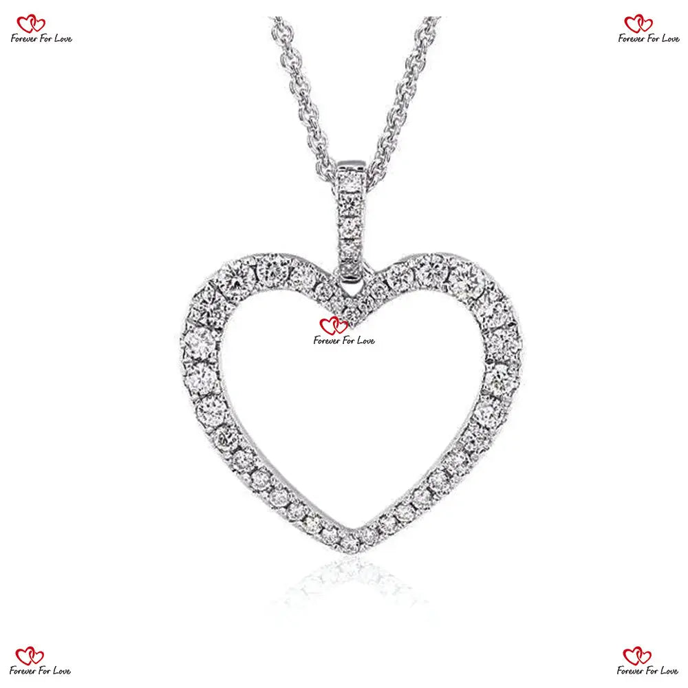 Radiant Love: Dazzling Diamond Heart Pendant with Natural SI1 Diamonds Solid Gold Forever For Love