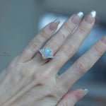 Oval Cut Opal Engagement Ring with Diamond Cluster Forever For Love