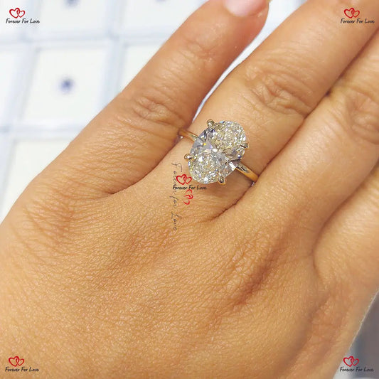 Diamond Solitaire Engagement Ring with Hidden Halo Forever For Love