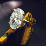 Oval Engagement Ring |  Hybrid Crushed Ice Oval Cut Moissanite Engagement Ring | Solid Gold Haley Bieber Inspired Ring Forever For Love