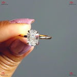 Oval Cut Moissanite Engagement Ring -  Crushed Ice Oval with Hidden Halo in Solid Gold Forever For Love