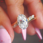 Unique Oval Engagement Ring with Marquise Diamond Band Forever For Love