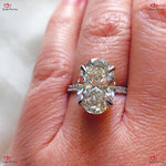 Oval Diamond/Diamanite Engagement Ring with Pave Band Forever For Love