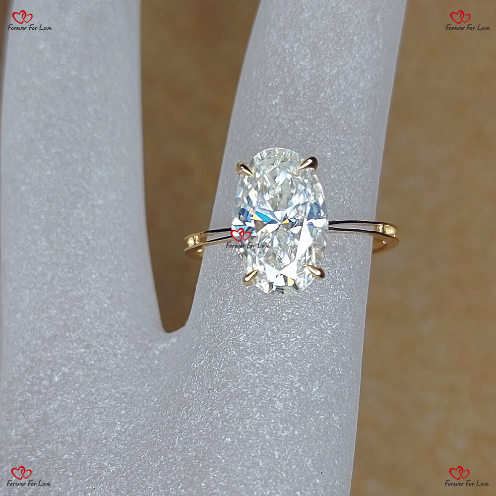 Oval Cut Engagement Ring -  Hybrid Crushed Ice Oval Moissanite Engagement Ring