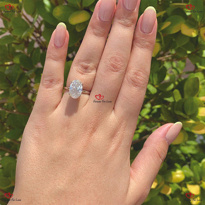 Ethereal Brilliance:  Hybrid Crushed Ice Moissanite Engagement Ring