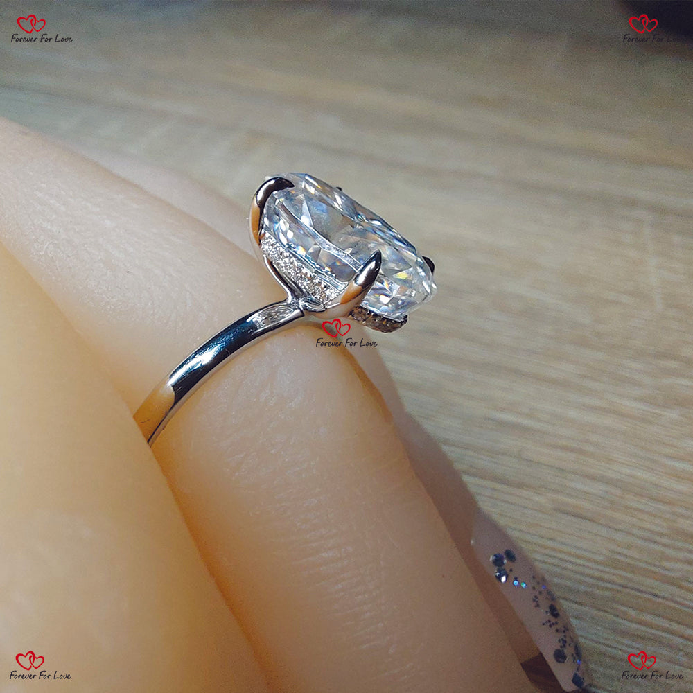 Ethereal Brilliance:  Hybrid Crushed Ice Moissanite Engagement Ring