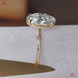 Oval Cut Engagement Ring - Hybrid Crushed Ice Oval Moissanite Engagement Ring