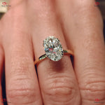 Oval Moissanite Engagement Ring -  with Hidden Halo Solitaire Setting in/ White Gold Forever For Love