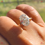 Oval Cut Moissanite Engagement Ring with Diamond Wrap Around Halo Forever For Love