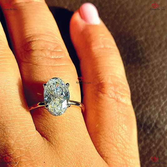 Oval Moissanite Engagement Ring White Gold Forever For Love