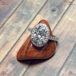 Vintage Unique Oval Moissanite Engagement Ring |  Oval Cut | Diamond Halo | Platinum Art Deco Forever For Love