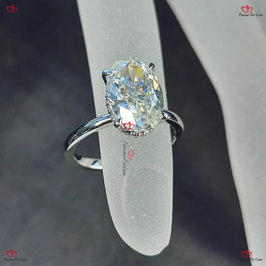 Eternal Radiance  Hybrid Crushed Ice Oval Moissanite Engagement Ring Forever For Love