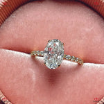 Moissanite Engagement Ring in  Solid Gold | Hybrid Crushed Ice Oval Cut | Low Profile Proposal Ring Forever For Love