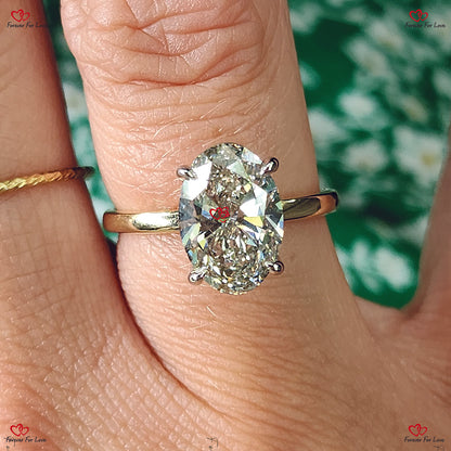 2.5 Carat Oval FVS1 Solitaire Ring Certified Diamond Solitaire Engagement Yellow Gold Ring Lab Created Conflict free Diamond Ring.