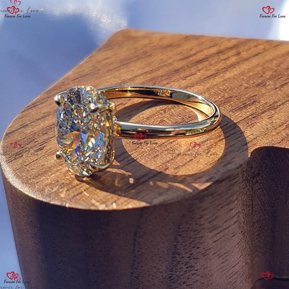 2.5 Carat Oval FVS1 Solitaire Ring Certified Diamond Solitaire Engagement Yellow Gold Ring Lab Created Conflict free Diamond Ring.