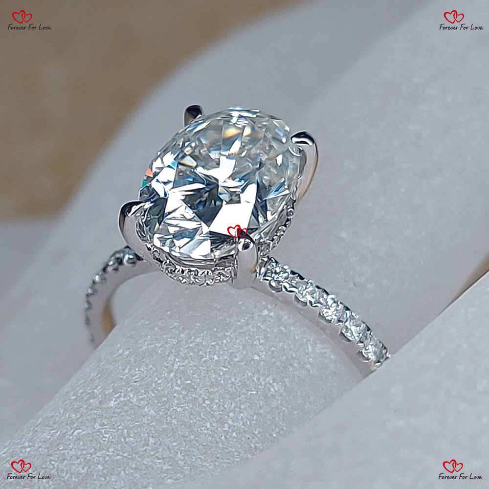 Oval Cut Moissanite Engagement Ring White Gold