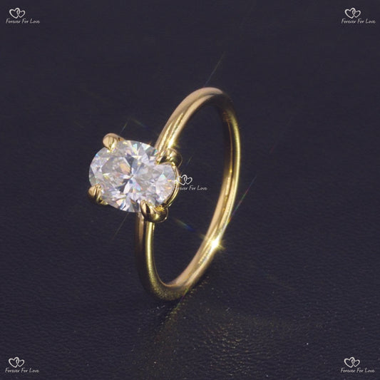 Oval Moissanite Wedding Ring in Solid Gold