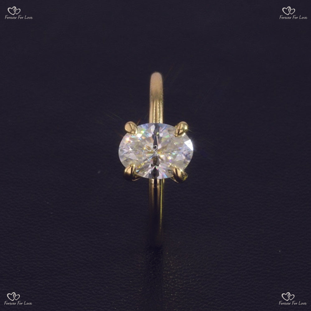 Oval Moissanite Wedding Ring in Solid Gold