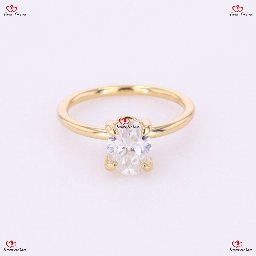 Oval Moissanite Wedding Ring in Solid Gold