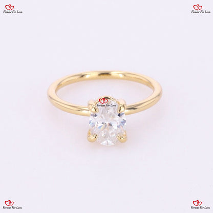 Oval Moissanite Wedding Ring in Solid Gold